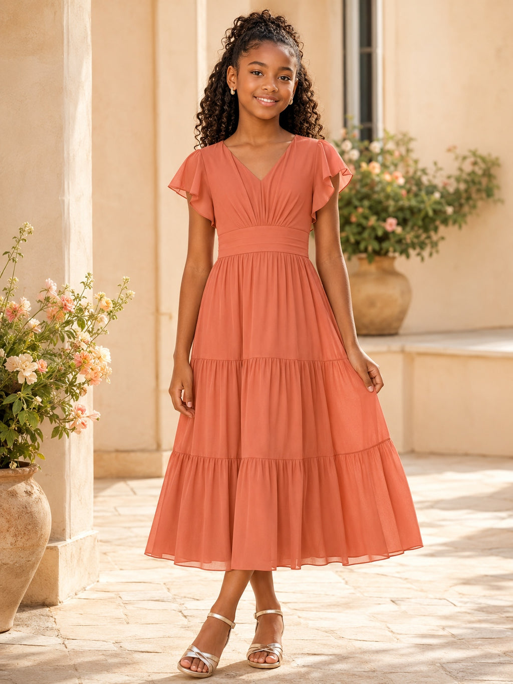 Coral Junior Bridesmaid Dress