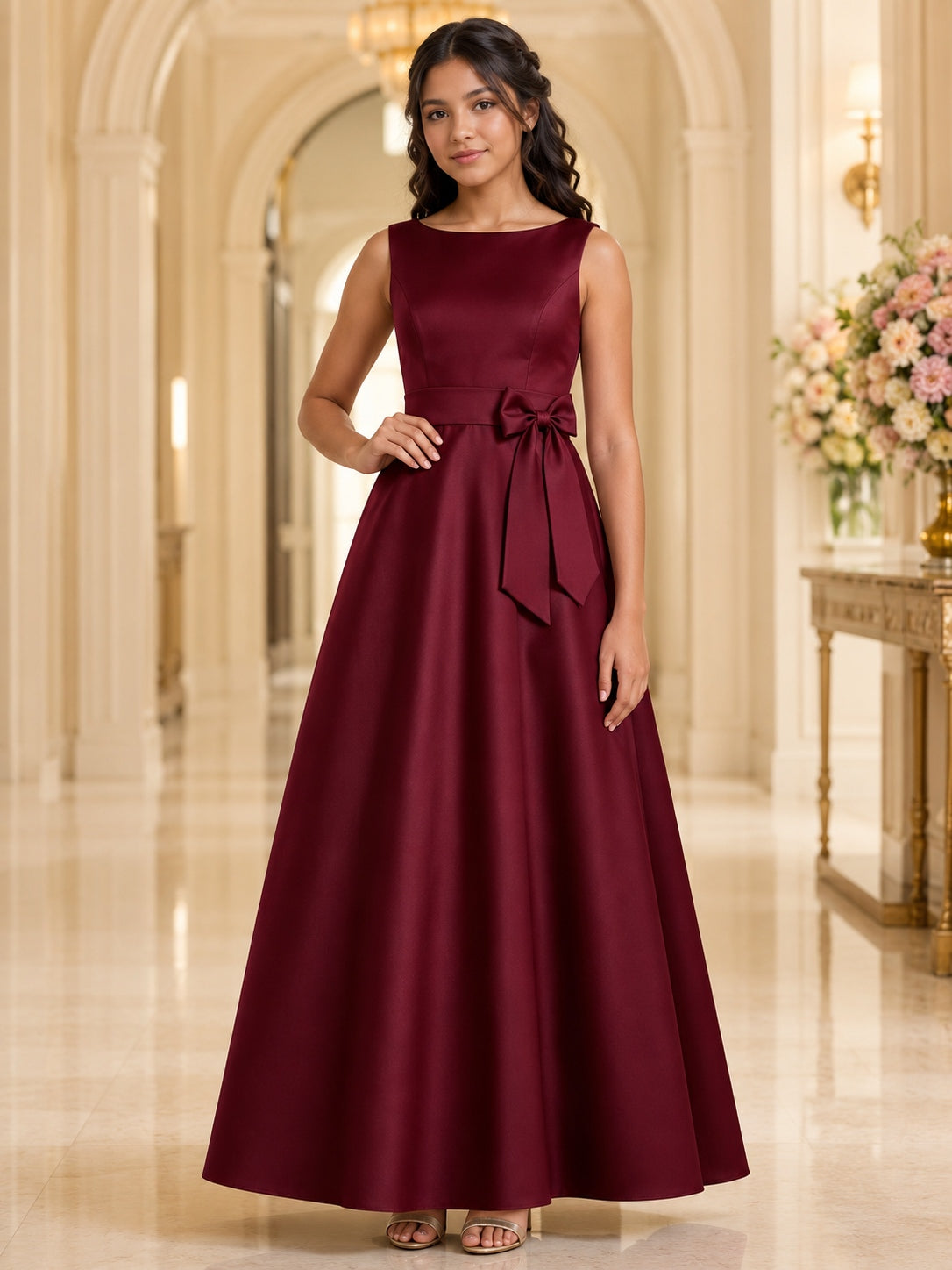 Burgundy Junior Bridesmaid Dress