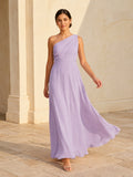 Minimalist Lavender One-Shoulder Bridesmaid Dress