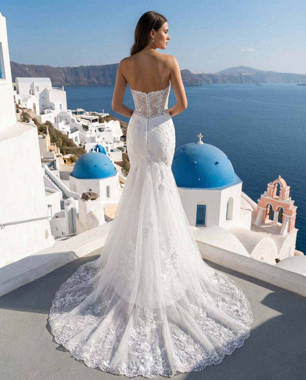 Robe de mariée sirène en dentelle à décolleté cœur
