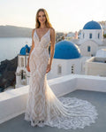 Spaghetti Straps Lace Sheath Wedding Dress