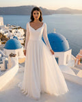 Minimalist Queen Anee Long Sleeve A-line Chiffon Wedding Dress