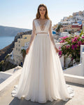 Boho Lace Long Sleeves A-line Chiffon Wedding Dress