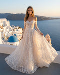 Off-the-shoulder Long Sleeves A-line Lace Wedding Dress