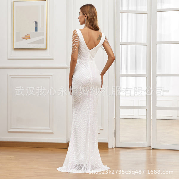 Export Evening Dress New Arrival Sequin Beaded Mermaid Dress for Performances and Banquets