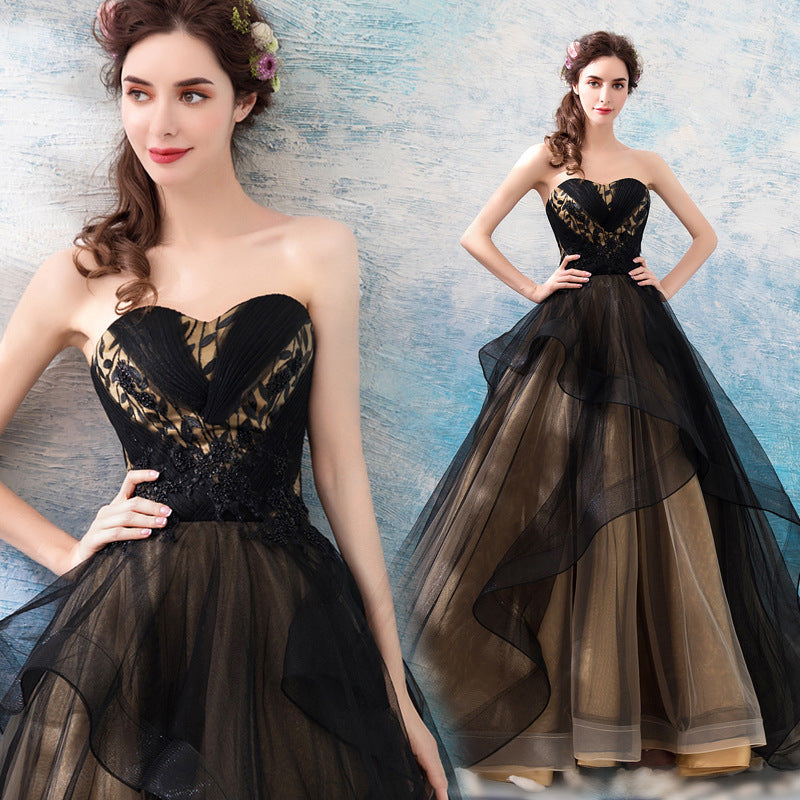 Elegante vestido de noche negro 2025 nueva llegada para la presentación de la etapa de fiesta de fin de año