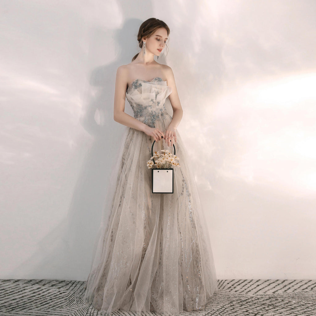 Abito da damigella d'onore da champagne elegante abito lungo per hostess e banchetto