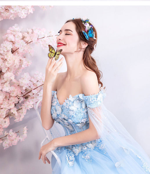 Blue Evening Dress 2025 New Arrival Summer Banquet Hostess Dress with Net and Fairy-Tale Feel