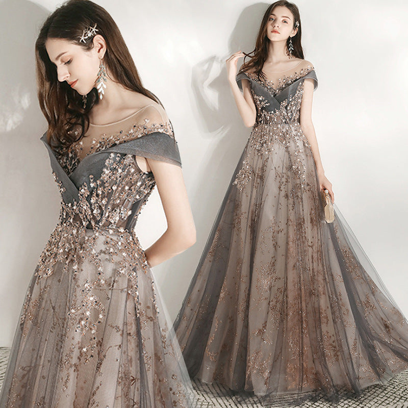 Banquet Evening Dress 2025 New Arrival Glitter Hostess Dress for Company Party