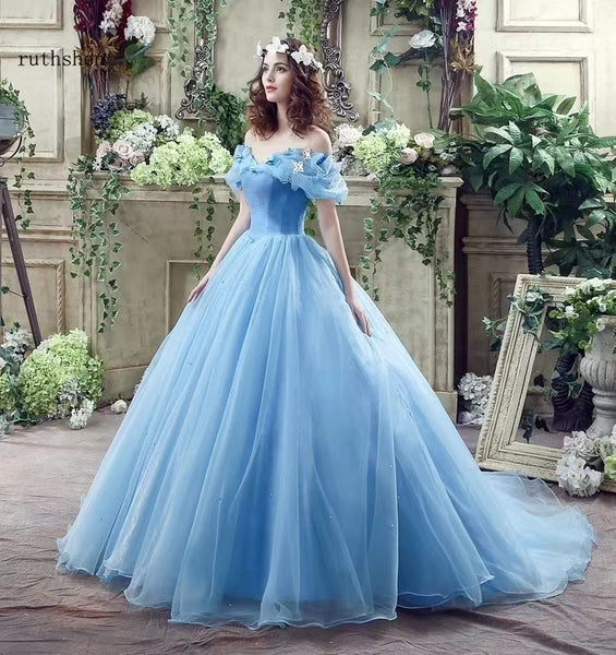 Cinderella-inspiriertes Kleid 2025 Sommerblaues minimalistisches Kleid für die Fotografie