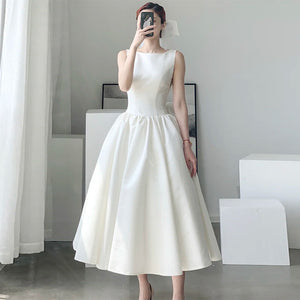 Simple Satin Wedding Dress 2025 New Arrival Elegant Party Dress in White