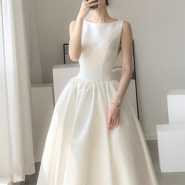 Simple Satin Wedding Dress 2025 New Arrival Elegant Party Dress in White