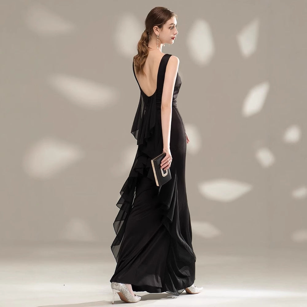 Černé večerní šaty Černá mořská panna – elegantní přiléhavé šaty pro sólová vystoupení a formální události (2025)