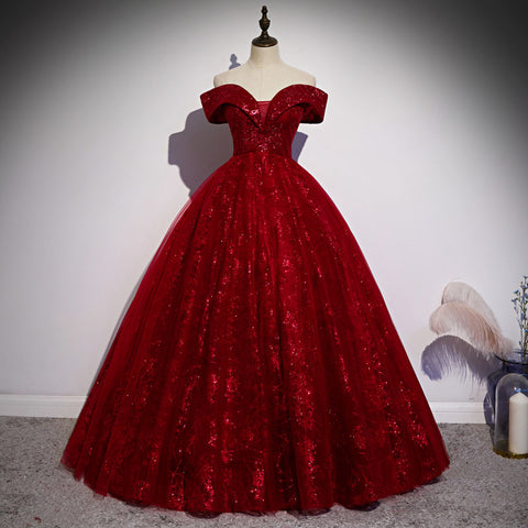 Red Off-Shoulder Evening Dress – 2025 Elegant Long Gown for Hosts, Performances, or Formal Events