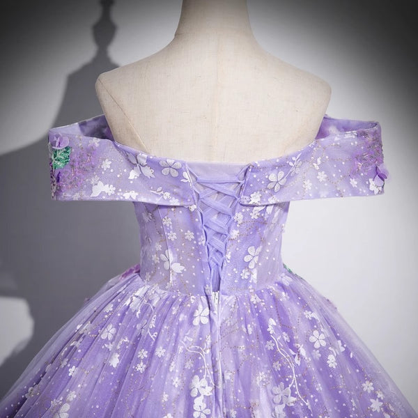 Graceful Purple Off-Shoulder Ball Gown Dress
