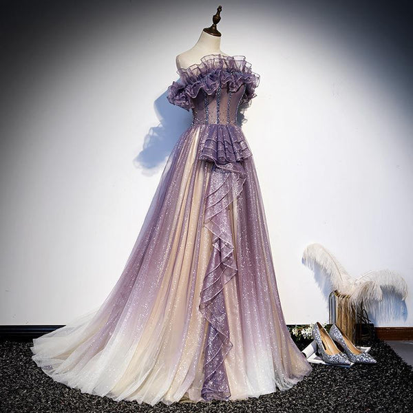 Elegant Ombre Off-Shoulder Maxi Dress