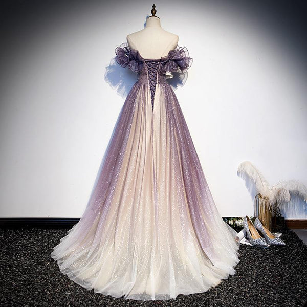 Elegant Ombre Off-Shoulder Maxi Dress