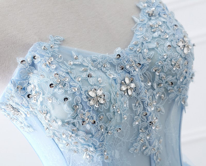 Blue Strapless Evening Dress – 2025 Lace-Up Gown for Bridesmaids, Hosts, or Special Occasions