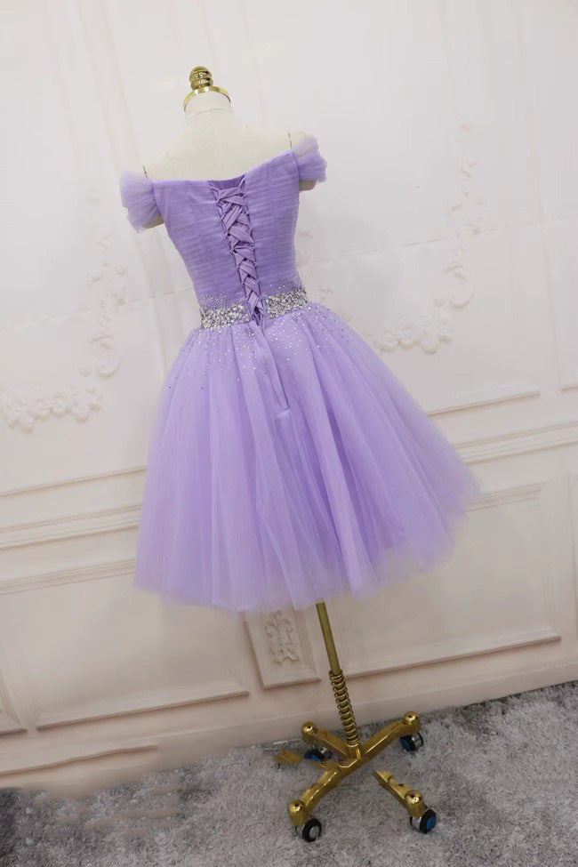 2025 Off-the-Shoulder Tulle A-line Homecoming Dress with Sequins