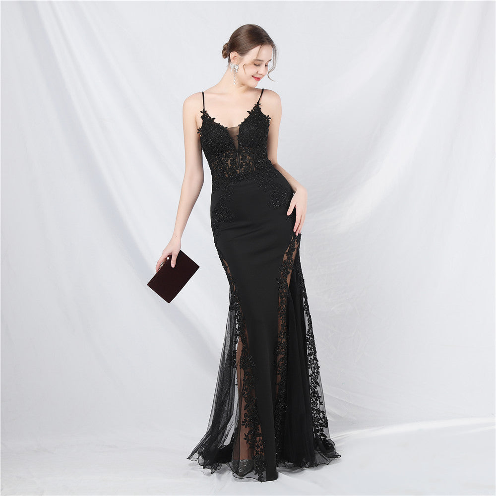 Elegant Off-the-Shoulder Evening Gown with Lace, Rhinestones, Corset Bodice, and Sweep Train