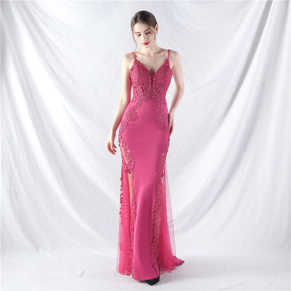 Elegant Off-the-Shoulder Evening Gown with Lace, Rhinestones, Corset Bodice, and Sweep Train