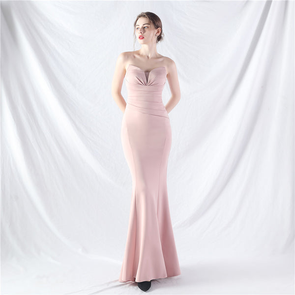 Off-the-Shoulder Satin Evening Gown