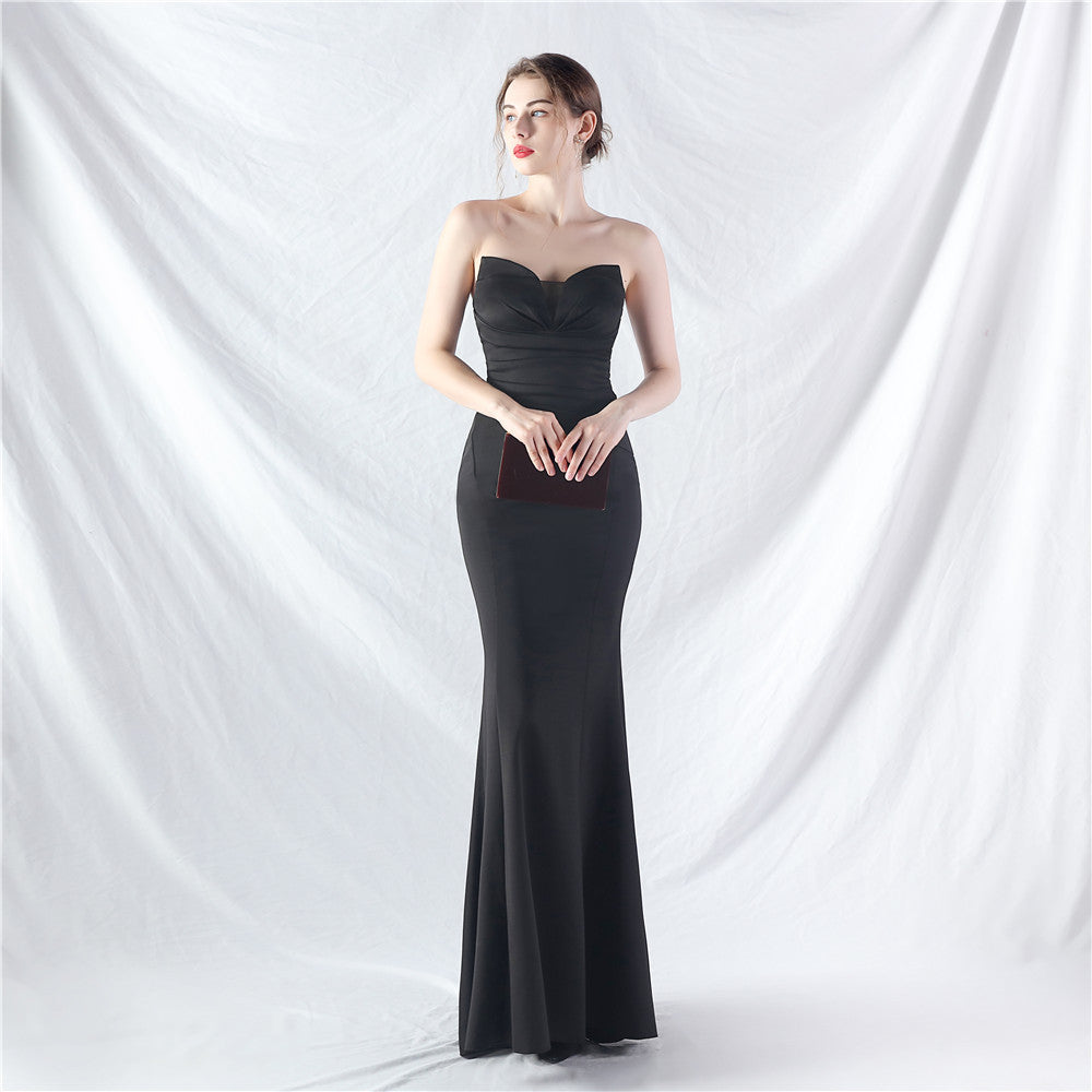 Off-the-Shoulder Satin Evening Gown
