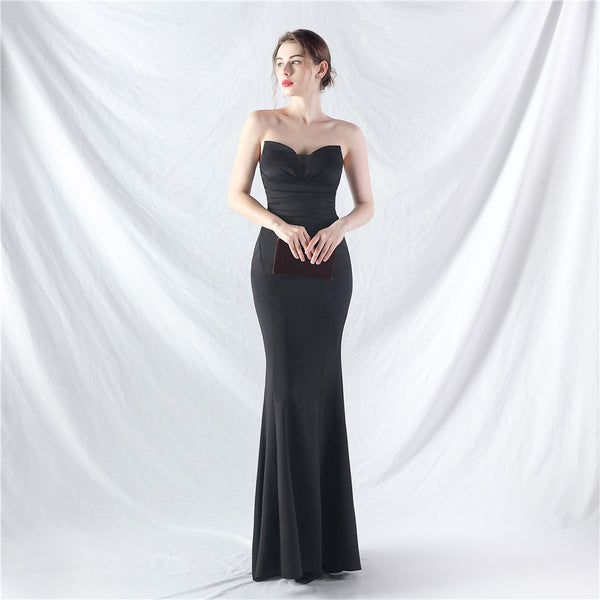 Off-the-Shoulder Satin Evening Gown