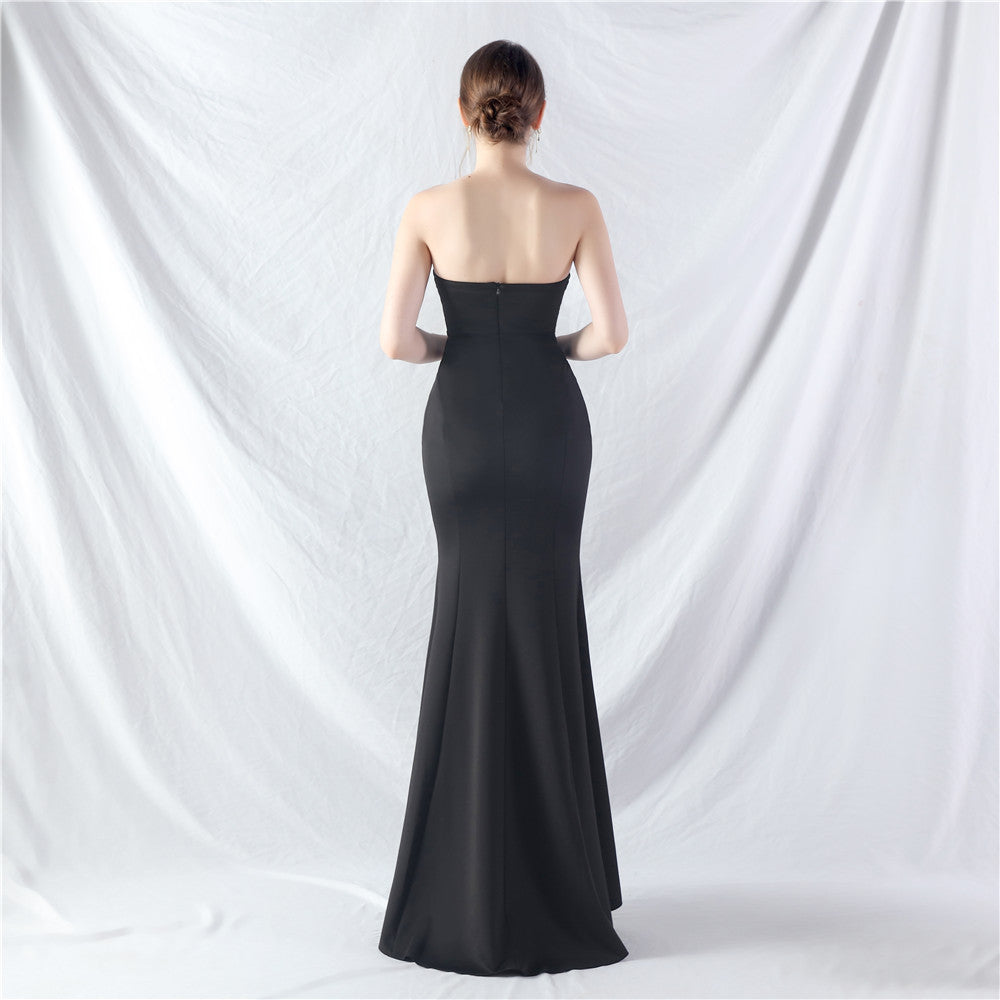 Off-the-Shoulder Satin Evening Gown
