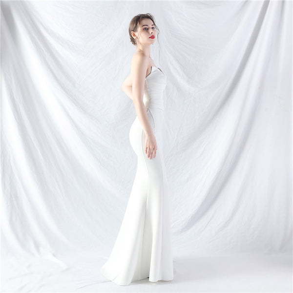 Off-the-Shoulder Satin Evening Gown