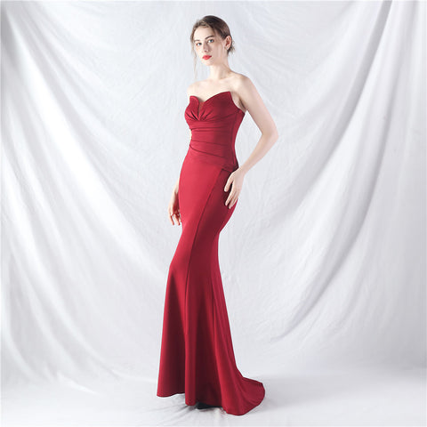 Off-the-Shoulder Satin Evening Gown