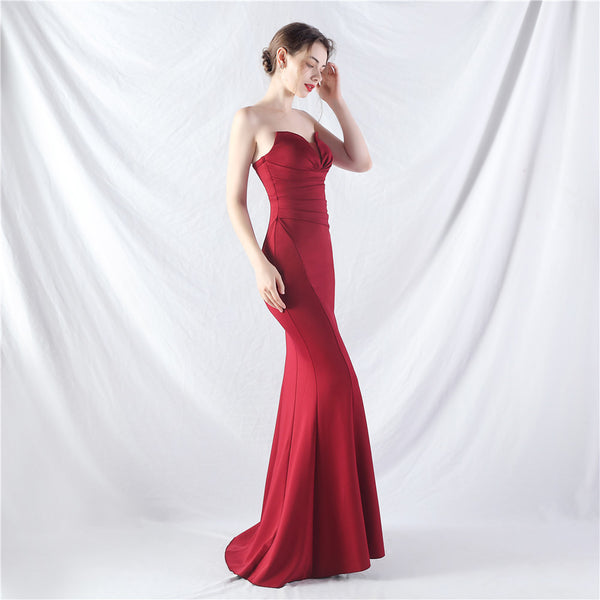 Off-the-Shoulder Satin Evening Gown