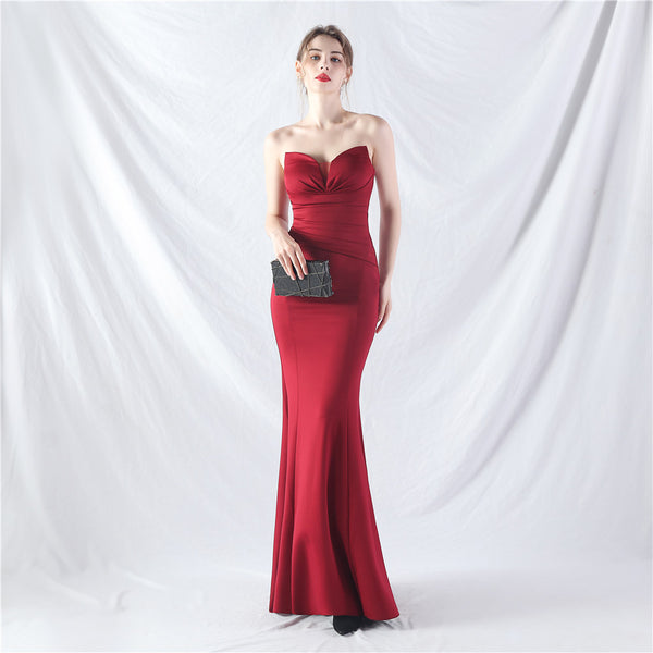 Off-the-Shoulder Satin Evening Gown