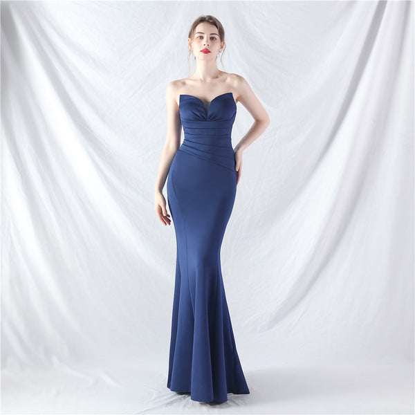 Off-the-Shoulder Satin Evening Gown