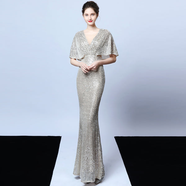 Elegant Fringe & Sequin Mermaid Gown for Formal Events