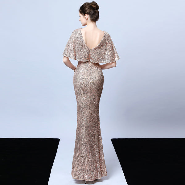Elegant Fringe & Sequin Mermaid Gown for Formal Events