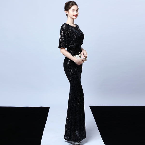 Elegant Fringe & Sequin Mermaid Gown for Formal Events