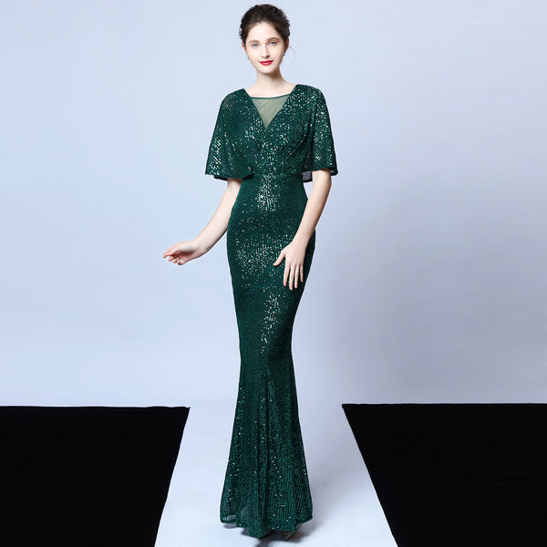 Elegant Fringe & Sequin Mermaid Gown for Formal Events