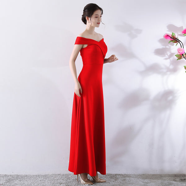 A-Line Red Wedding Dress for Engagement or Post-Wedding Events