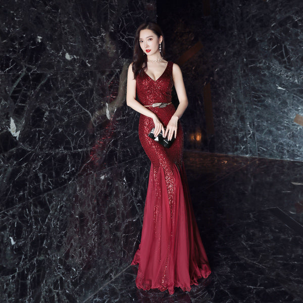 Elegant Sequin Mermaid Evening Gown for Galas