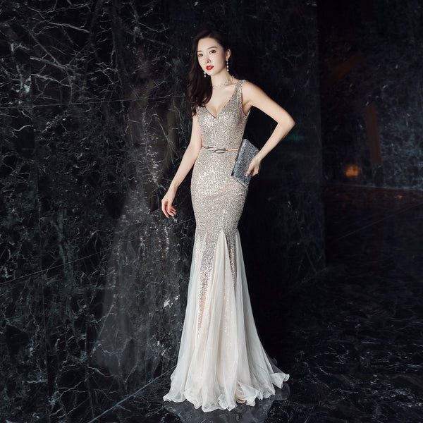 Elegant Sequin Mermaid Evening Gown for Galas