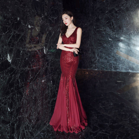 Elegant Sequin Mermaid Evening Gown for Galas