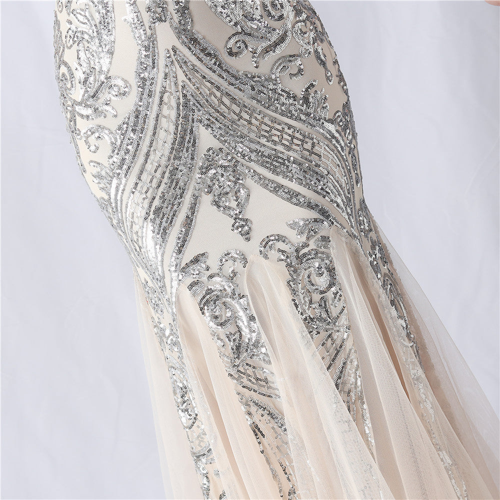 2024 High-End Off-the-Shoulder Gown with Ostrich Feathers and Floral Appliques