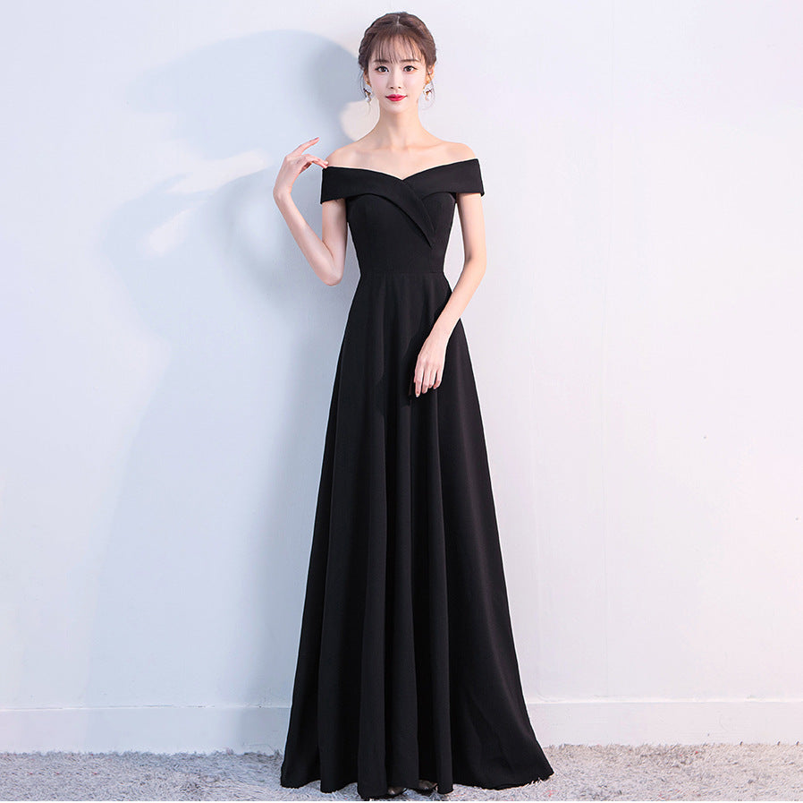 Elegant Black Off-the-Shoulder A-Line Evening Gown
