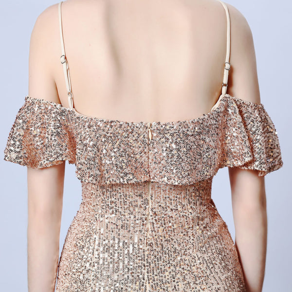 Elegant Fringe & Sequin Mermaid Gown for Formal Events