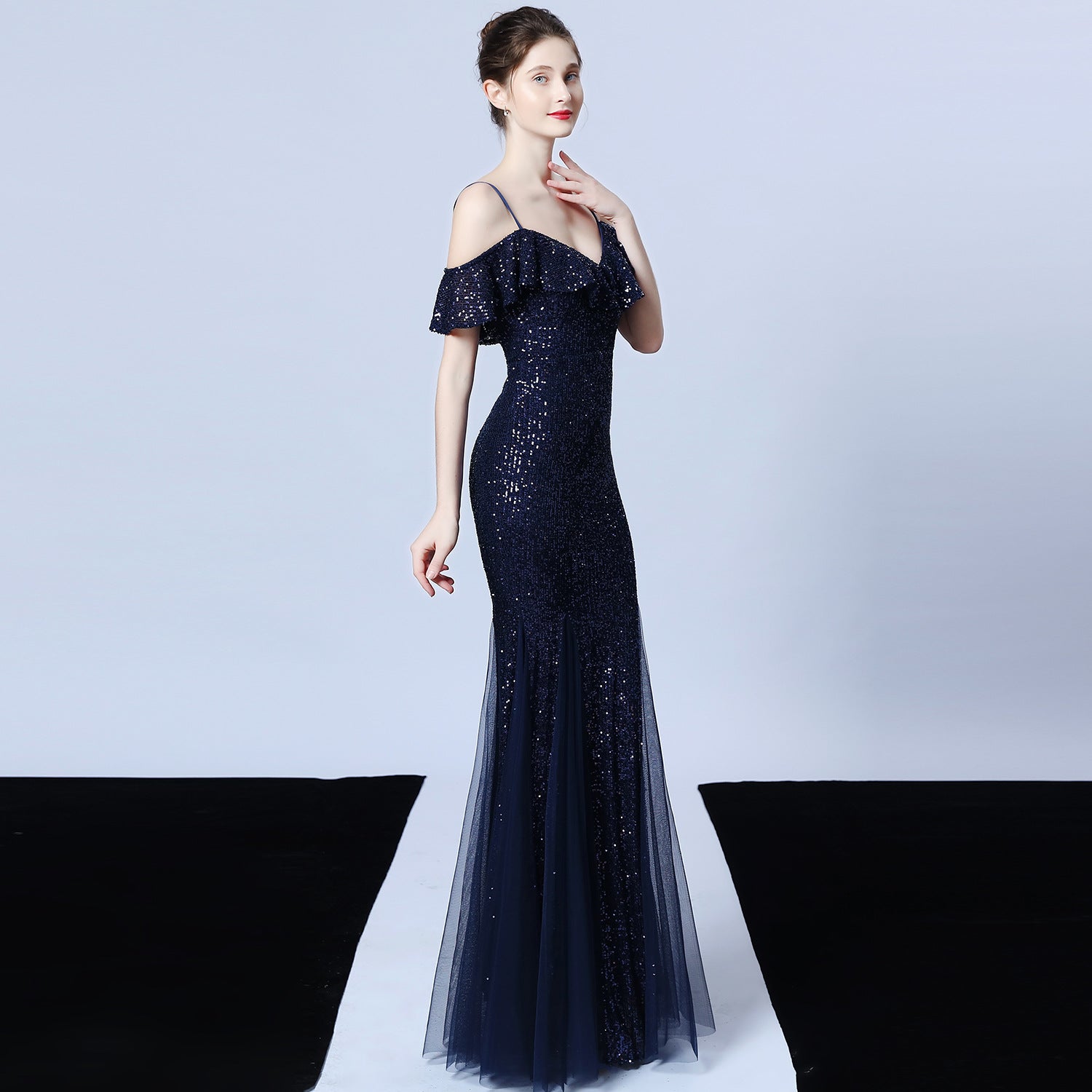 Elegant Fringe & Sequin Mermaid Gown for Formal Events