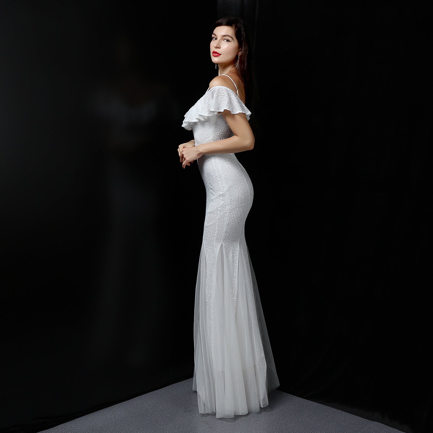 Elegant Fringe & Sequin Mermaid Gown for Formal Events