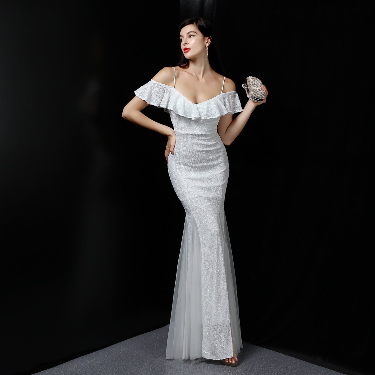 Elegant Fringe & Sequin Mermaid Gown for Formal Events