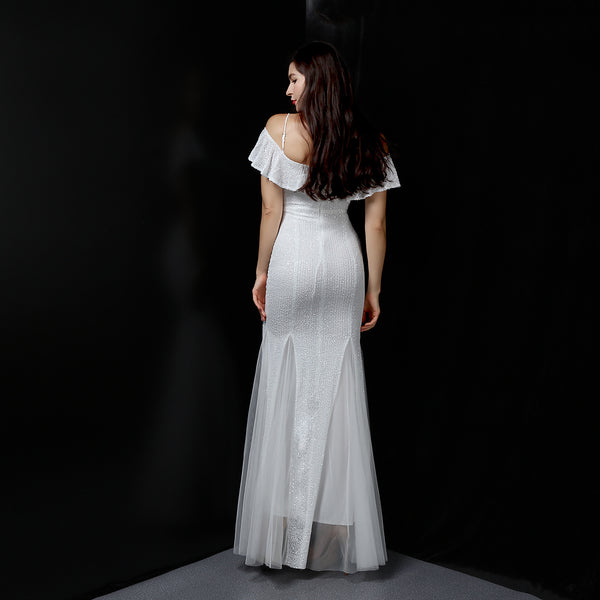 Elegant Fringe & Sequin Mermaid Gown for Formal Events