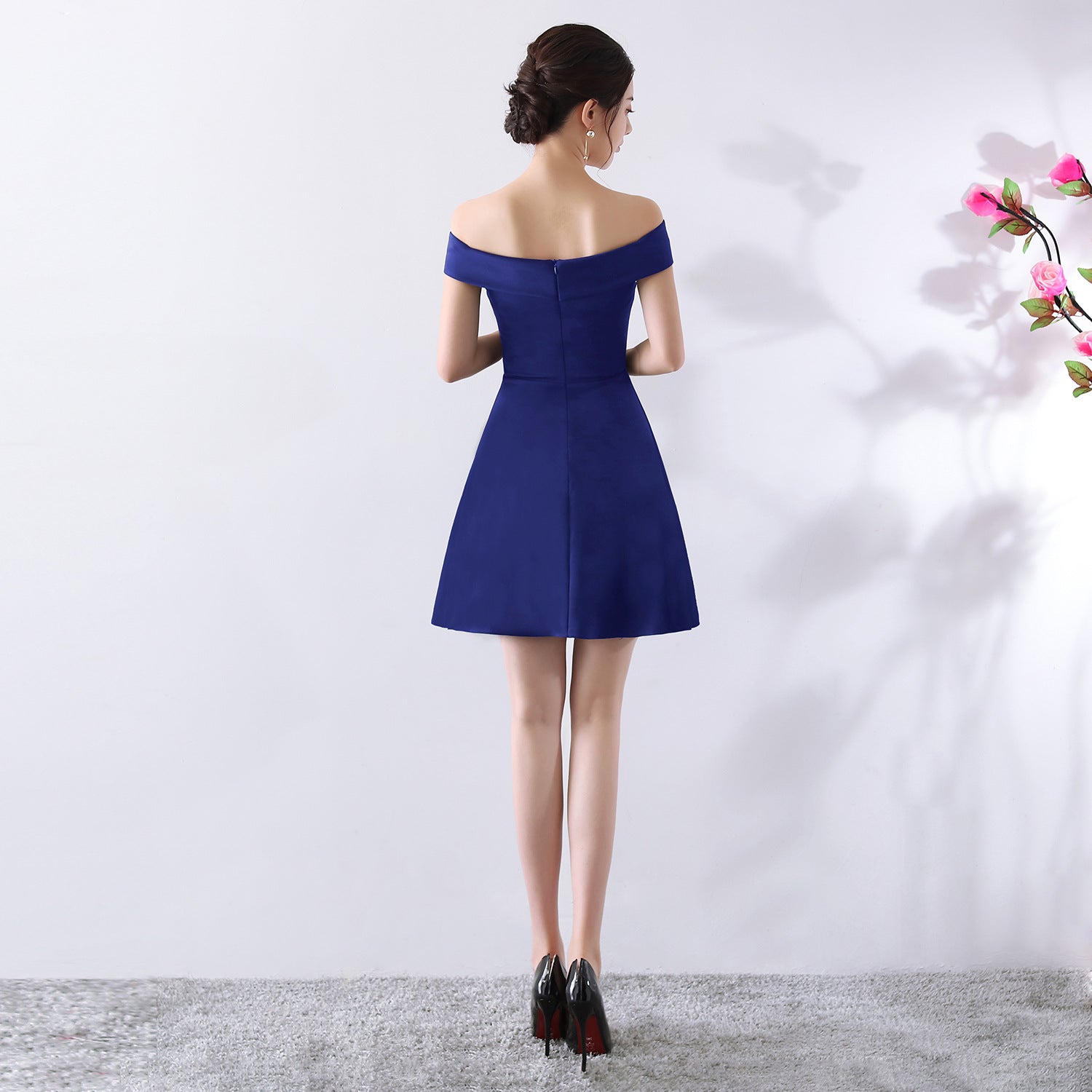 Off-the-Shoulder Wedding Cocktail Dress